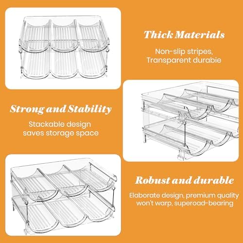 Plastic Stackable Wine Rack for Refrigerator, 2 Tier Large Capacity