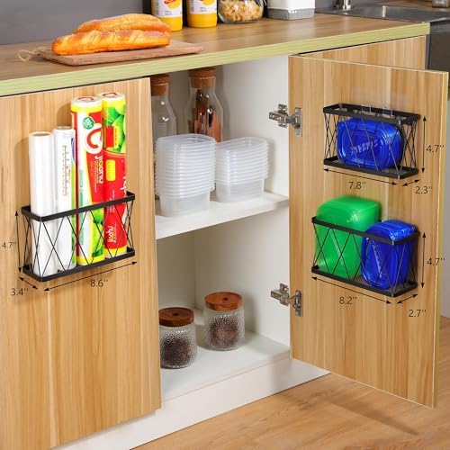 YIGII 3 Pack Adhesive Cabinet Organizer - Wall Mounted Pantry Door
