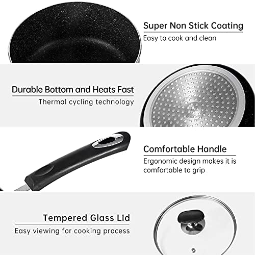 Nonstick Saucepan Set with Lid, Non Stick 1Qt & 2Qt Sauce Pan Set with