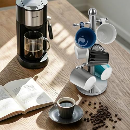 DreamsEden Metal Mug Holder Tree 6 Mugs - Coffee Cup Storage Rack with