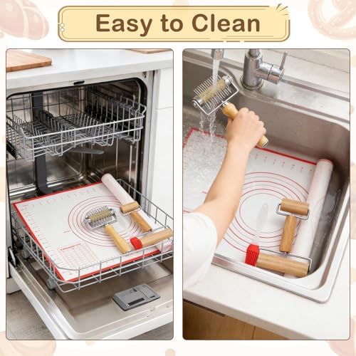 4Pcs Pizza Baking Tool Kit with Dough Docker, Non-Slip Silicone Baking