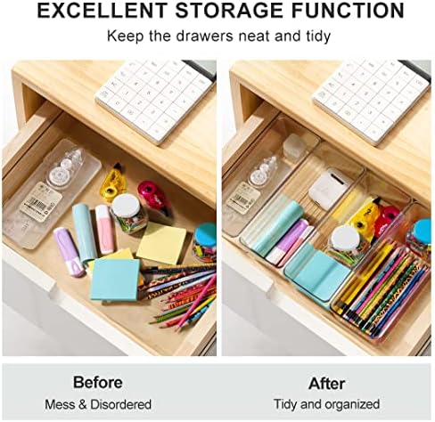 Hudgan 8 Pack Clear Plastic Drawer Organizers Set, Stackable Deep