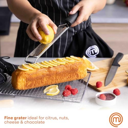 MasterChef Zester Grater with Handle, Stainless Steel, Non Slip Grip