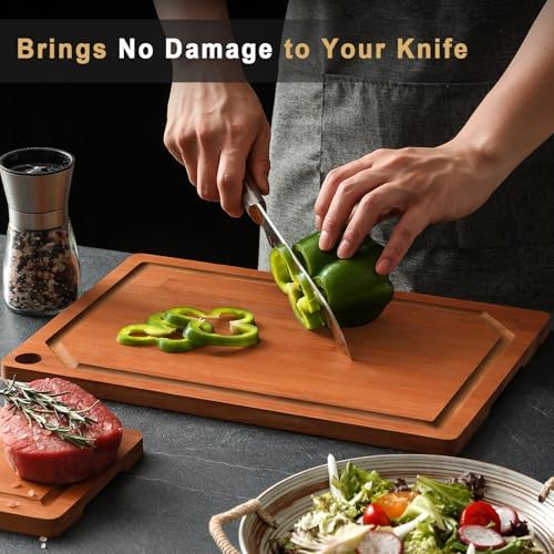 Hiware 4 Pieces Extra Large Wooden Cutting Boards Set- Bamboo Cutting