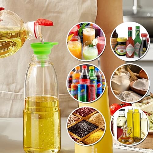 Kitchen Funnel Set of 4, Food Grade Foldable Small and Large Funnel