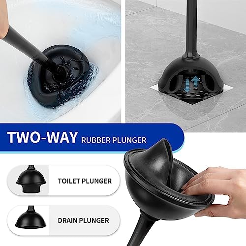 MR.SIGA Toilet Plunger and Brush with Holder, Black
