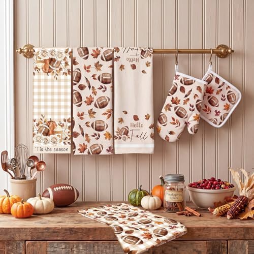 10 Pcs Fall Kitchen Towels Oven Mitts Pot Holders Rugs Set