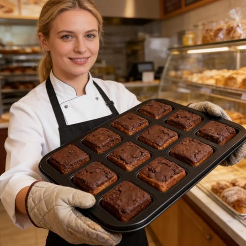 2 Pack Mini Brownie Pan with Dividers, Brownie Bite Pan, 12 Cavity
