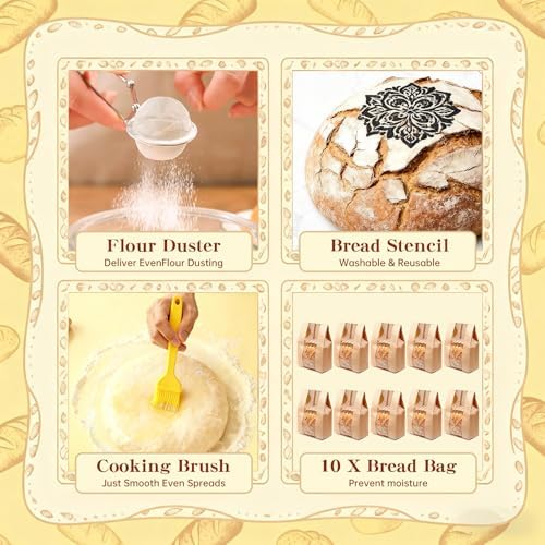 Umite Chef Sourdough Starter Kit, Banneton Baskets Set