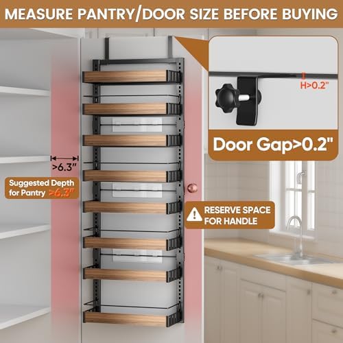 POKIPO 8-Tier Over-the-Door Spice Rack, Adjustable Basket