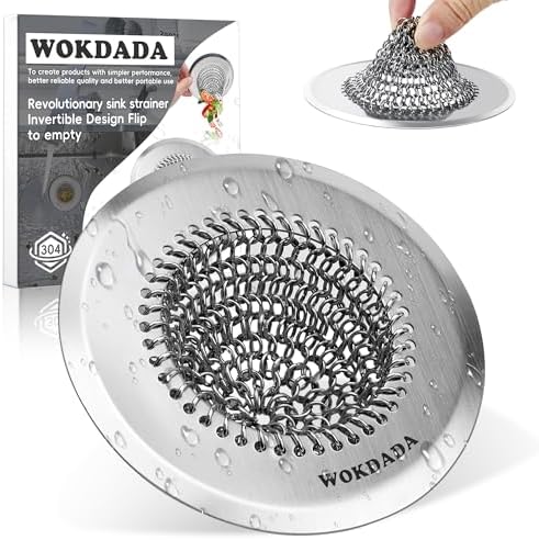 Kitchen Sink Drain Strainer Basket, Reversible Chain Mesh