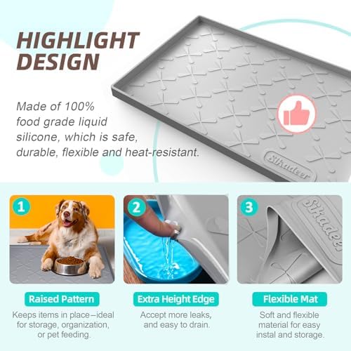 SIKADEER Waterproof Under Sink Mat Silicone 28" x 22" Kitchen Cabinet