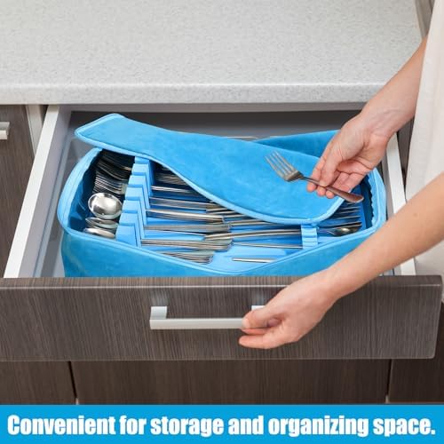 Teenyyou Zippered Flatware Storage Drawer Liner Silverware Storage Bag