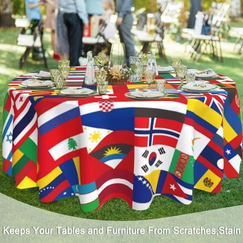 International Flag 60 Inch Round Tablecloth,Around The World Table