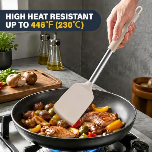 2-Piece Silicone Utensil Set:Heat-Resistant & BPA Free(Khaki)