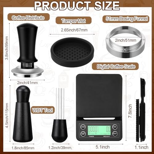 5 Pcs 51mm Espresso Accessories Kit, 3kg/0.1g Accurate Coffee Scale