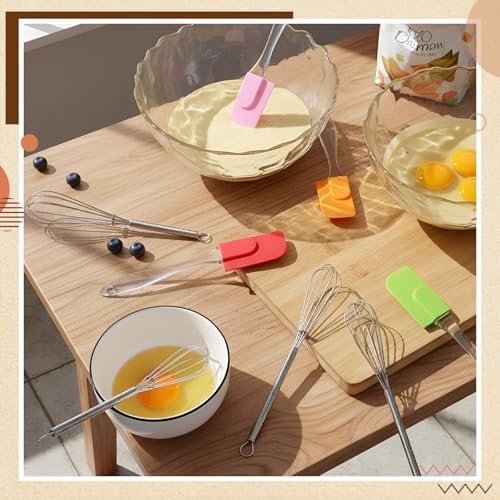 Baderke 24 Pcs Mini Silicone Spatula Stainless Steel Whisk Set, 7"