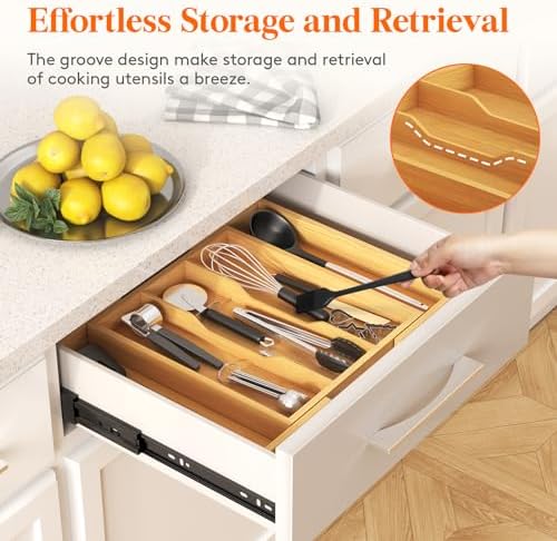 Lifewit Utensil Organizer for Kitchen Drawer Utensil Drawer Organizer