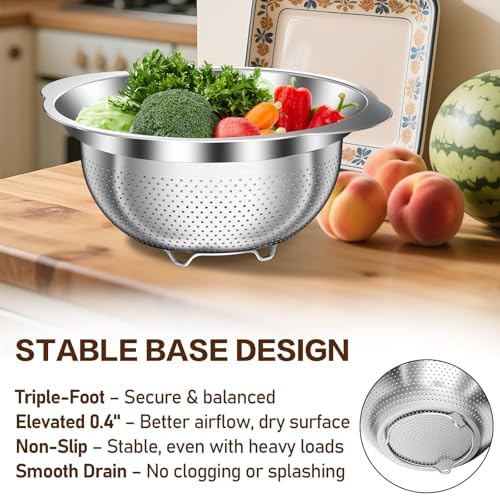 Stainless Steel Colander, 5-3-2 Qt