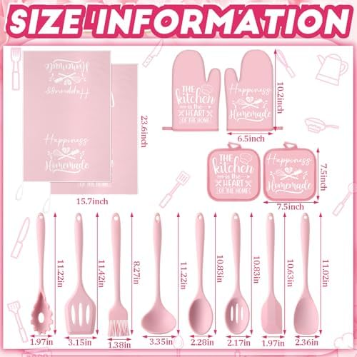 Pink Kitchen Accessories, 15-Pack