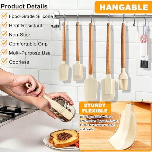 Silicone Spatula Set - 7 Piece Food Grade Rubber Spatula, Heat