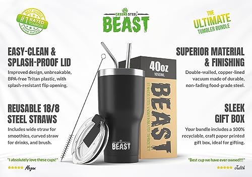 40 oz tumbler - Vacuum Insulated Tumbler with Straw - Leak Proof