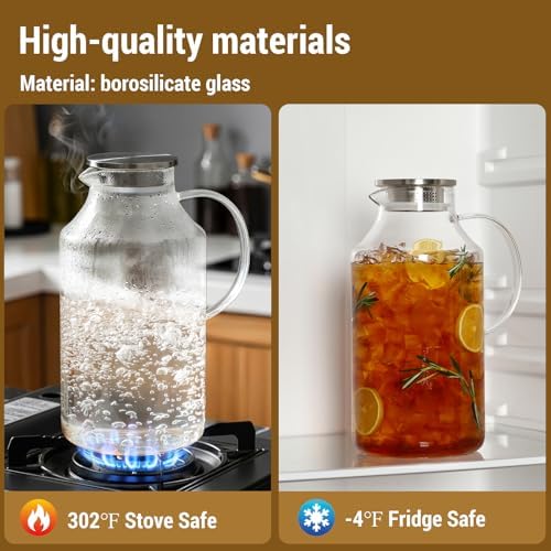 1 Gallon thickened Glass Pitcher with Lid and Spout, Borosilicate