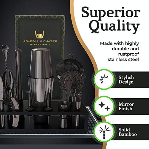 Highball & Chaser 13-Piece Gunmetal Black Stainless Steel Boston