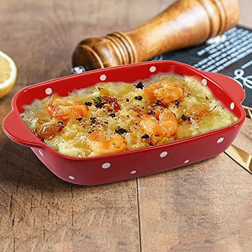 AVLA Set of 4 Ceramic Small Casserole Dishes, 7"x5" Porcelain Roasting