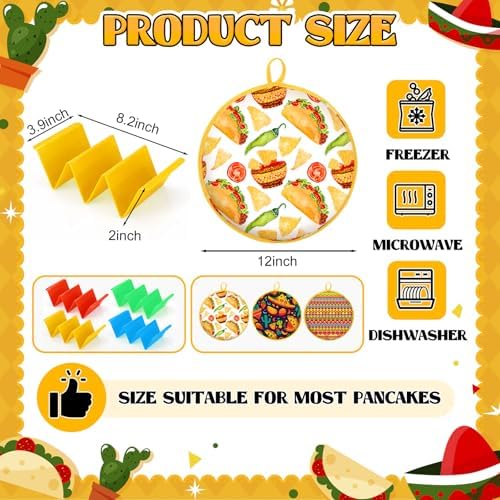 LemonRoad 3 Pcs 12 Inch Tortilla Warmer Pouch with 4 Taco Holder
