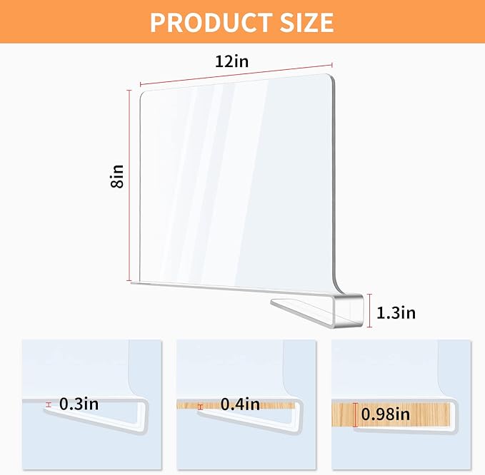 12 Pack Acrylic Shelf Dividers, Closet Shelf Separators - Image 4