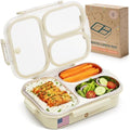 Stainless Steel Bento Box, 3 Compartments, Leakproof Clear Lid, 25 oz