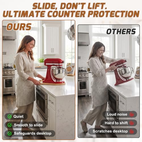 2-in-1 Mixer Slider Mat with Attachment Storage for Kitchen Aid 4.5-5