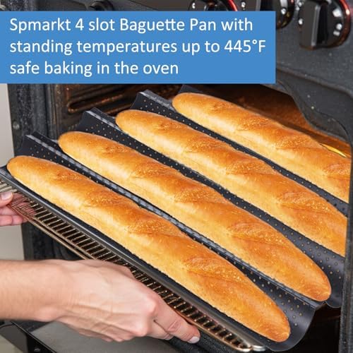 4-Slot French Baguette Pan Set, Non-Stick French Bread Pan, Baguette