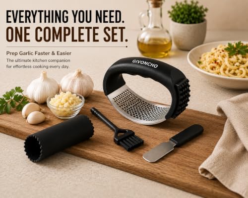 Garlic Press Rocker Set, Stainless Steel