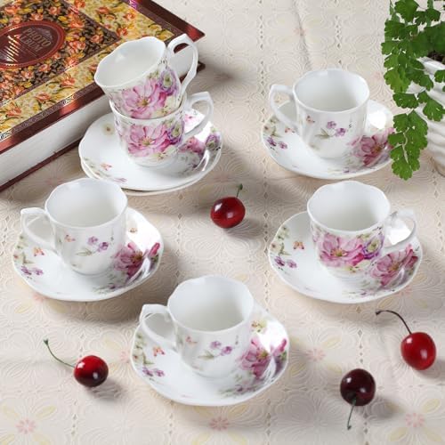 GuangYang 12 Pieces (Tiny Style) Espresso Cups and Saucers,2.5