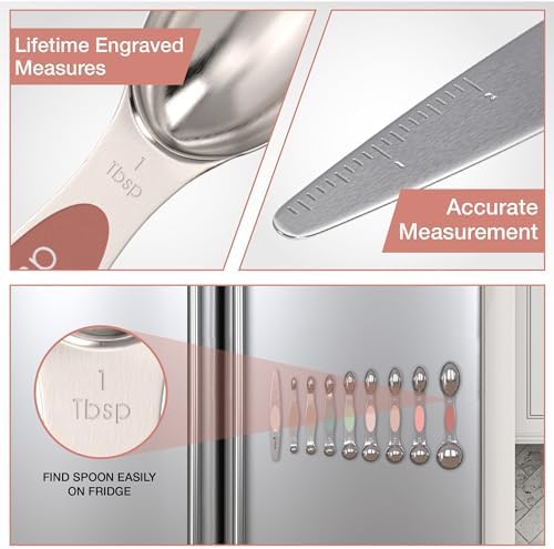 CuttleLab Magnetic Measuring Spoons Set - Stainless Steel, Double