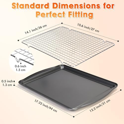 Baking Sheet with Wire Rack, 17" x 12" Nonstick Cookie Sheets Pan Oven