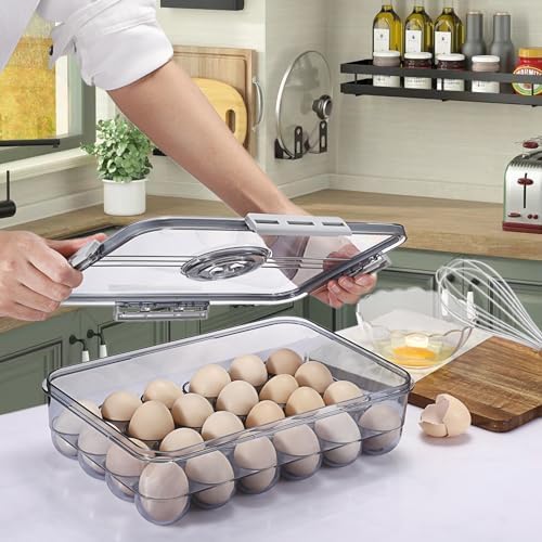 BSTKEY Egg Holder for Refrigerator, 24-Egg Stackable Tray