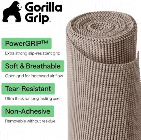 GORILLA GRIP powerGRIP Drawer Shelf and Cabinet Liner, 12"x10', Beige