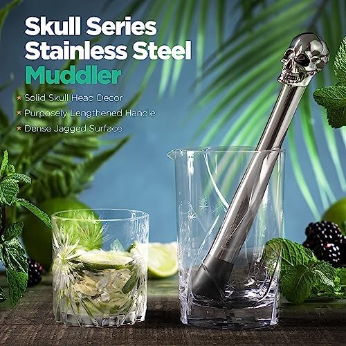 Homestia 4Pcs Muddler for Cocktail, Mixing Tools Set, Halloween Skull