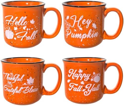 4Pcs Fall Coffee Mug, Pumpkin Autumn Coffee Mugs, Fall Seasonal Decor