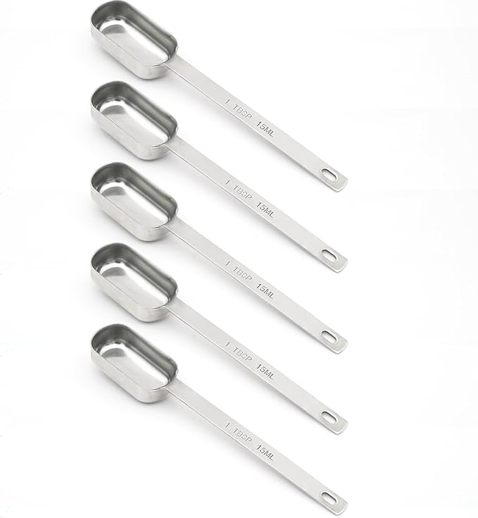 5PCS 1tbsp Single Measuring Spoon, Stainless Steel Long Handle Individual by BERYLER
