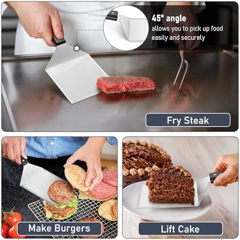HaSteeL Metal Spatula Set, Large Griddle Spatula Tools for Flat Top