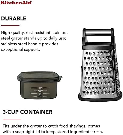 KitchenAid Box Grater, Stainless Steel, Black