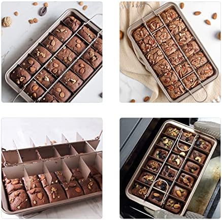 Brownie Pan with Dividers, Non Stick Brownie Baking Pan, 18 Pre-slice