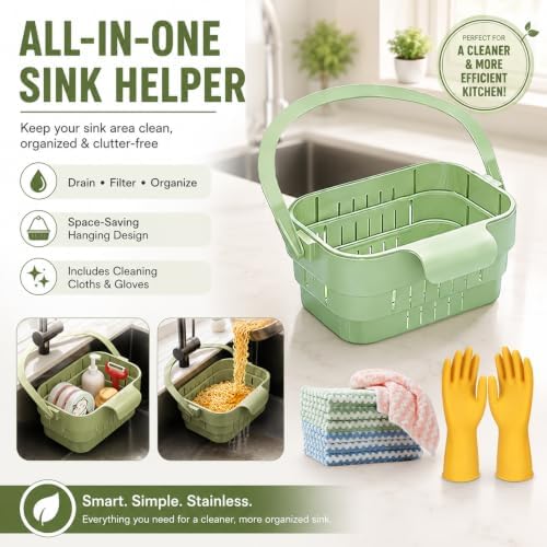 2Pack Multifunctional Hanging Sink Drain Basket for Kitchen, 2-in-1