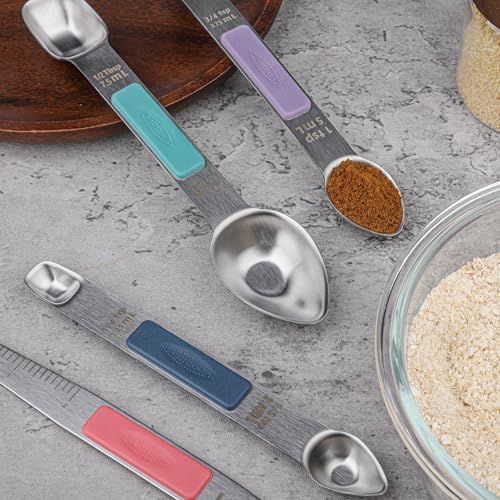 Magnetic Measuring Spoons Set Stainless Steel Double Sided Measuring