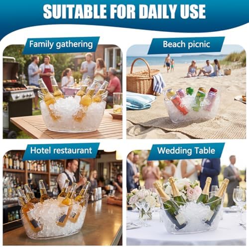 OBTANIM Clear Acrylic Ice Buckets Large Champagne Drink Cooler Storage