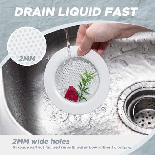 Retisee 2 Pcs Kitchen Sink Drain Strainer 4.4 Inch,Porcelain White